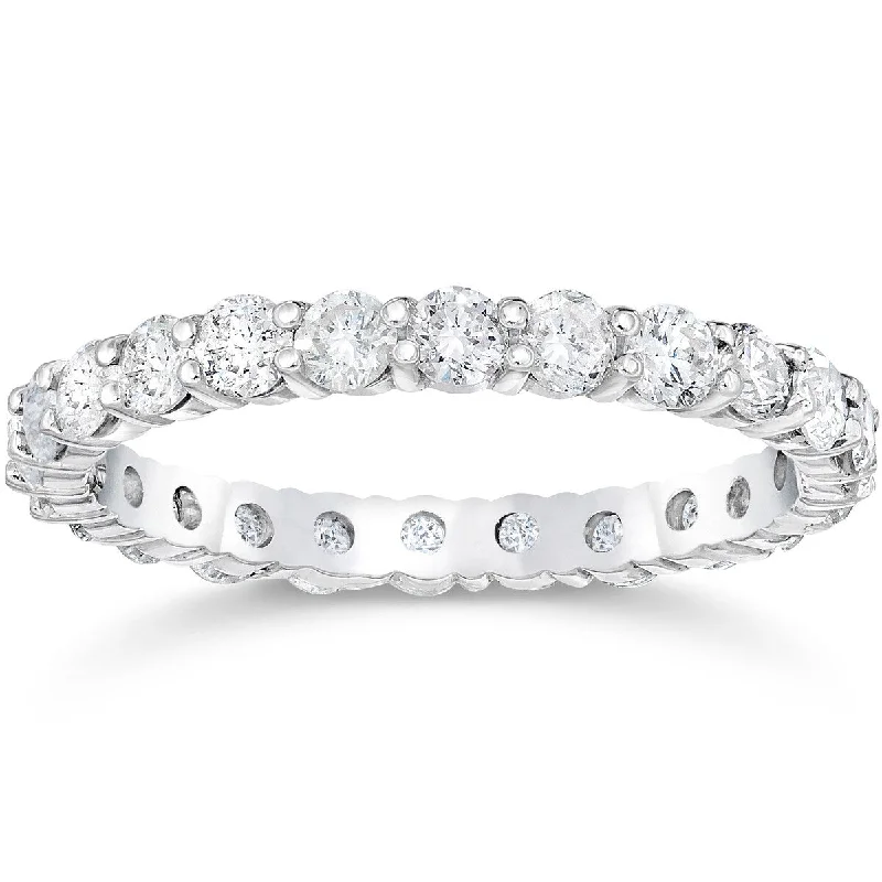 Engagement rings with bold black onyx halos -1 1/2 Ct Diamond Eternity Ring Womens Stackable White Gold Band Lab Created