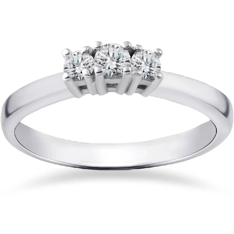 Engagement rings with twisted bands and diamonds -1/2ct Three Stone Lab Created Diamond Engagement Ring 14K White Gold