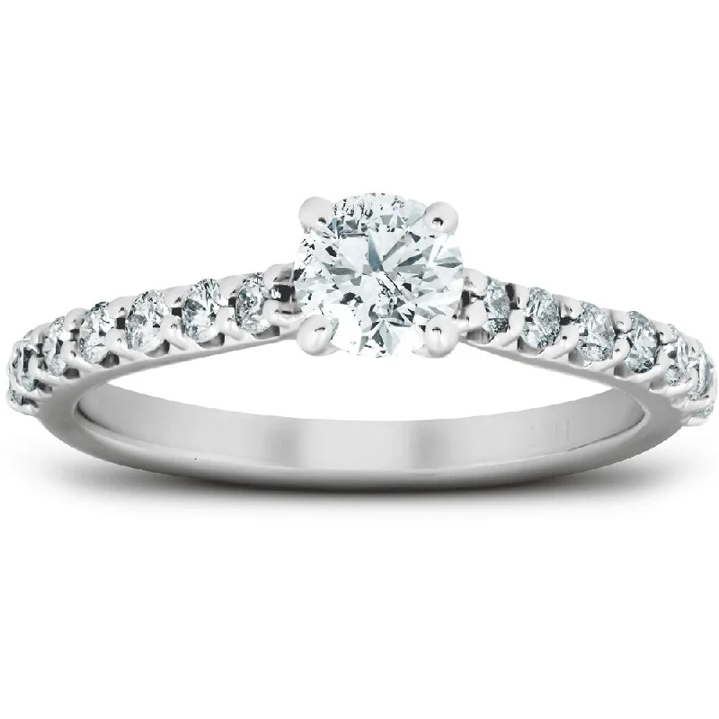 Engagement rings with twisted bands and diamonds -1 Ct TDW Round Lab Created Diamond Classic Engagement Ring 14k White Gold