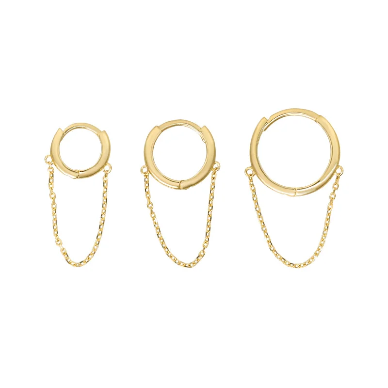 Best hoop earrings with cubic zirconia for a budget-friendly, dazzling look-10k Solid Gold Huggie Dangle Chain