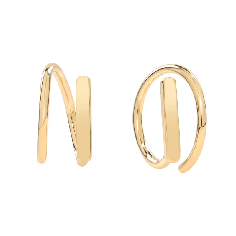 Best hoop earrings with matte finish for a sophisticated, understated design-10k Solid Gold Twisted Bar Earring