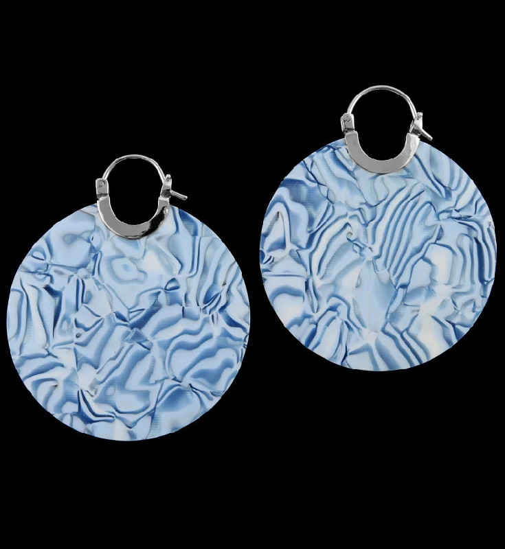 Best hoop earrings with custom designs for a personalized, unique accessory-14G Blue Schizo Acetate Disk Earrings