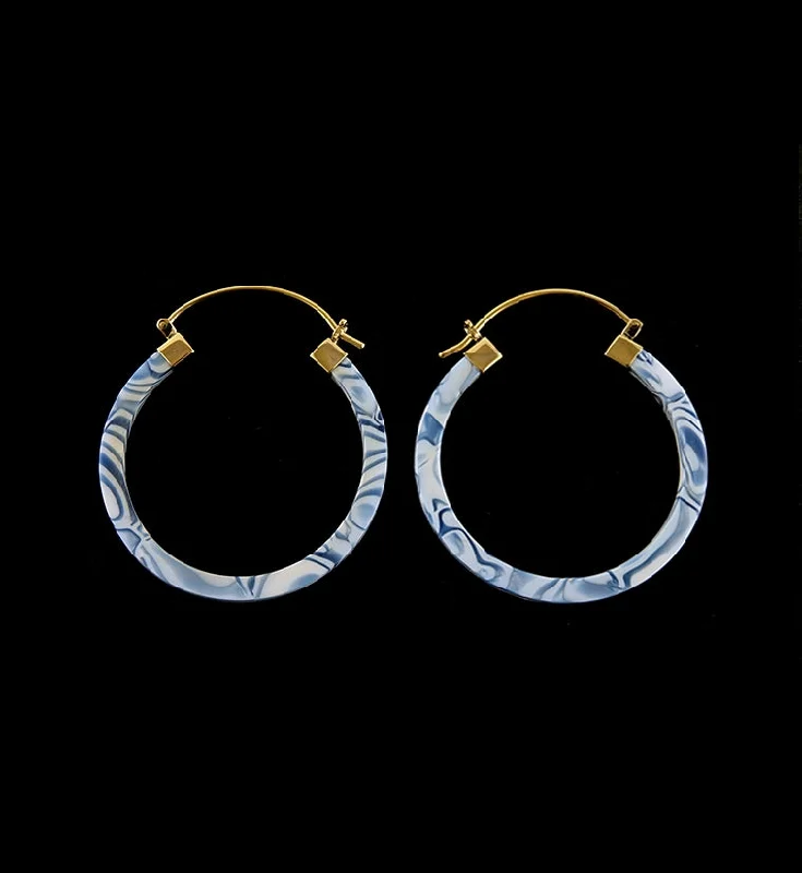 Classic hoop earrings with a thin profile for a sleek and subtle style-14G Burrow Blue Schizo Acetate Hangers