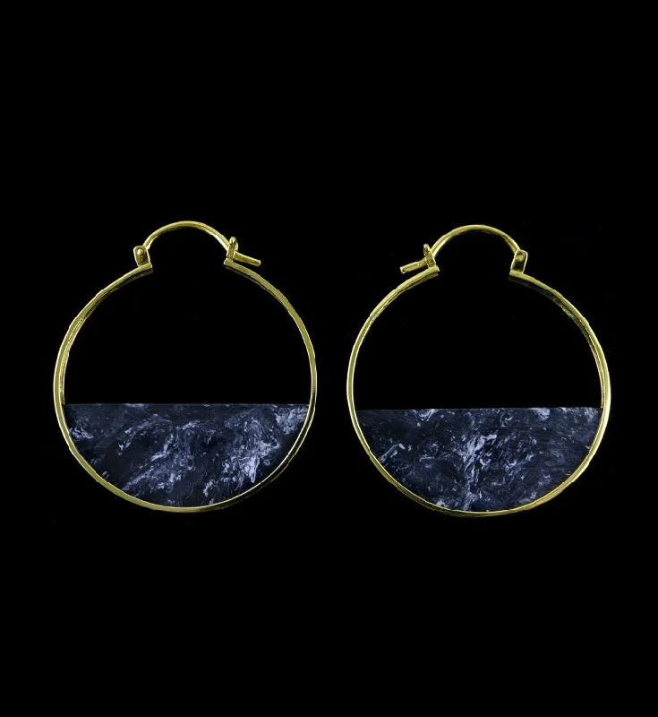 Hoop earrings with diamond-cut surfaces for added sparkle and shine-14G Half Moon Nightfall Acetate Disk Hangers