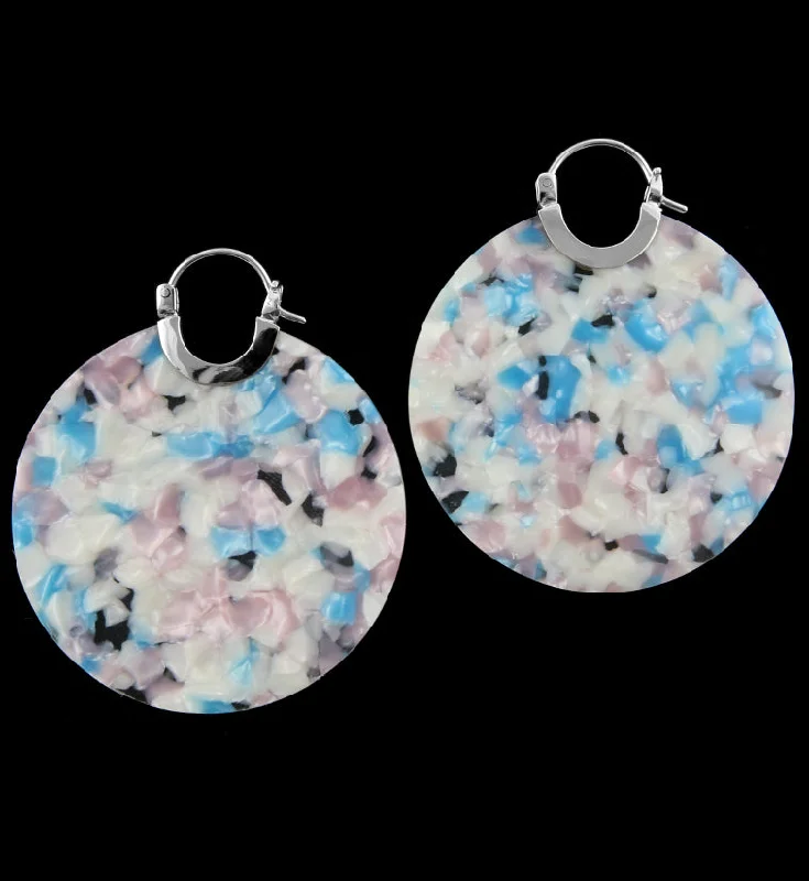 Hoop earrings with rhinestone-studded rims for a glamorous touch-14G Pink & Blue Fructose Acetate Disk Earrings