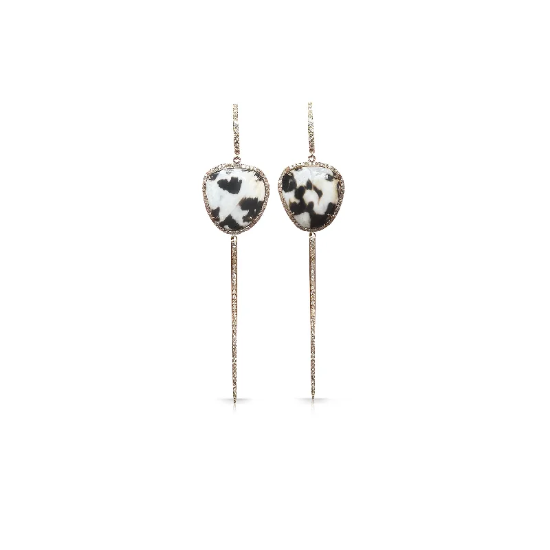 Hoop earrings with dangling charms for a playful and fun look-14k Gold and Diamond Shell Earrings