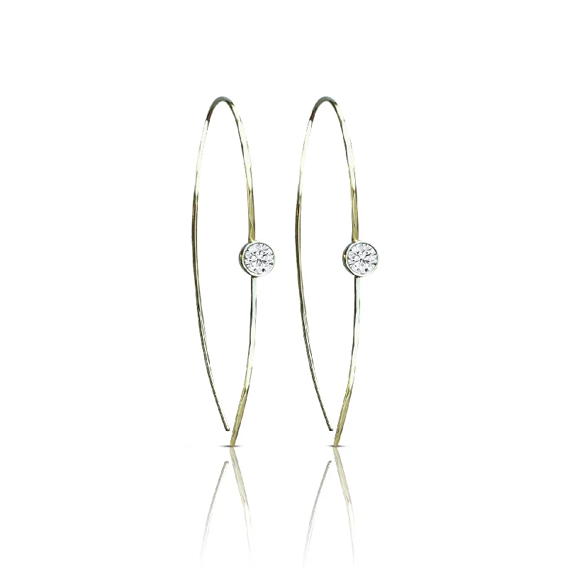 Small hoop earrings for a delicate and understated everyday wear-14k Hammered Diamond Earrings