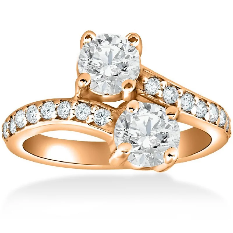 Engagement rings with sleek onyx for contrast -14k Rose Gold 2ct TDW Forever Us 2-Stone Diamond Engagement Ring