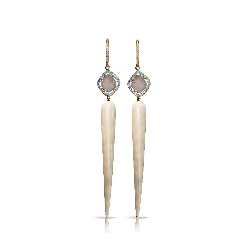 Best hoop earrings with enamel details for a colorful and modern look-14k Tear Drop Tusk Earrings