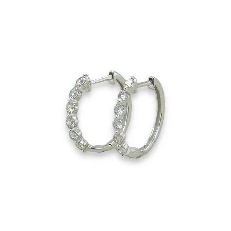 Hoop earrings with textured gold for a refined and sophisticated aesthetic-14K W Gold 0.60ctw I/SI1 Diamond Hoop Earrings