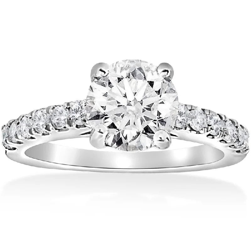 Engagement rings with art deco emerald settings -14k White Gold 1 1/2 ct TDW Round Diamond Engagement Ring Clarity Enhanced (G-H/SI1-SI2)