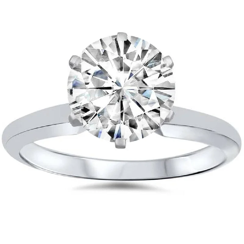 Engagement rings with split-shank topaz designs -14k White Gold 1 Ct Oval Moissanite Solitaire Engagement Ring (H/VVS)