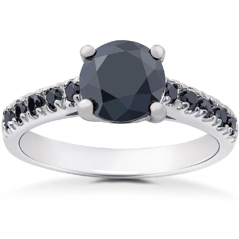 Engagement rings with trillion-cut moonstone gems -14k White Gold 2 1/4ct TDW Black Diamond Engagement Ring