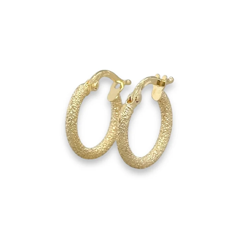 Hoop earrings with gold accents for a warm, elegant statement piece-14K Y Gold 14mm Textured Hoop Earrings