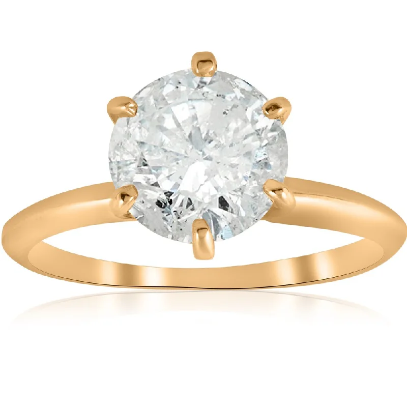 Engagement rings with halo of vibrant citrine -14k Yellow Gold 2 1/2 ct TDW Solitaire Diamond Clarity Enhanced Engagement Ring 6 - Prong (I/J, I2-I3) - White