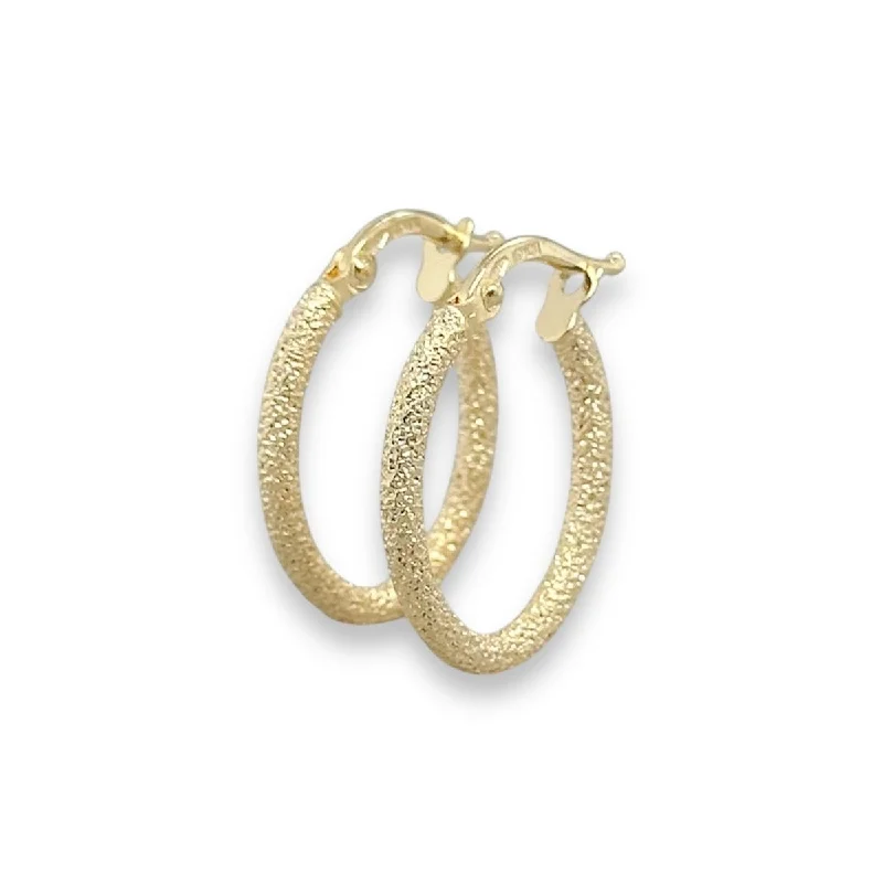 Hoop earrings with spiral designs for a dynamic and fluid look-14K Y Gold 20x15.5mm Oval Textured Hoop Earrings