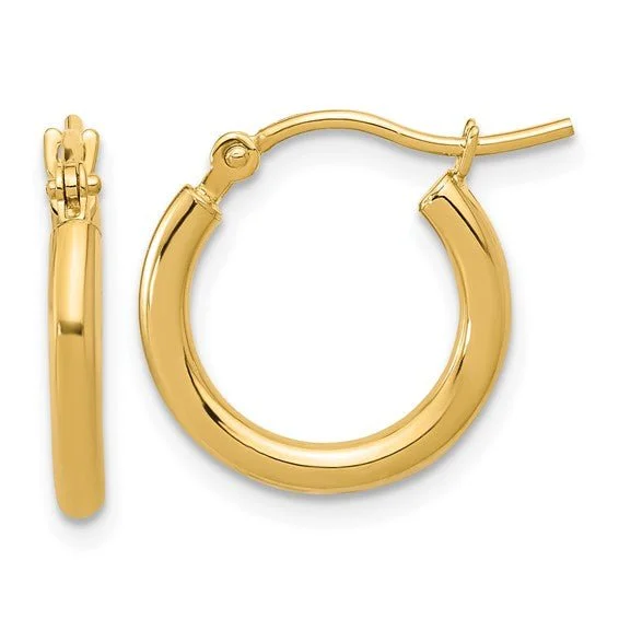 Best hoop earrings with geometric hexagon shapes for a modern, angular look-14K Y Gold 2X16MM Round Hoop Earrings