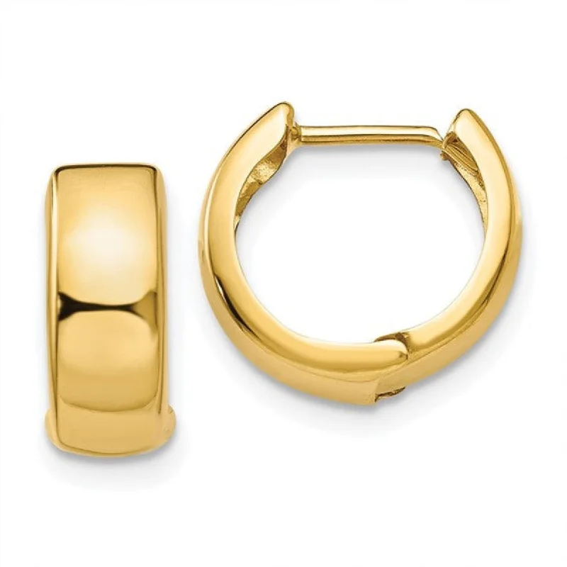 Hoop earrings with textured gold for a refined and sophisticated aesthetic-14K Y Gold 5mm Round Huggie Hoop Earrings