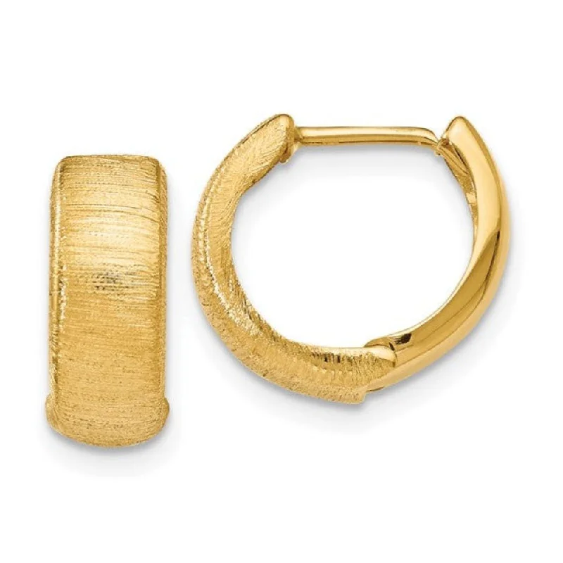 Hoop earrings with dangling charms for a playful and fun look-14K Y Gold  5mm Wide Textured Huggie Earrings