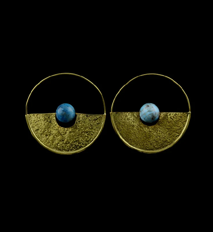 Hoop earrings with oversized pearl accents for a statement-making look-18G Meridian Turquoise Sphere Brass Earrings - Hangers