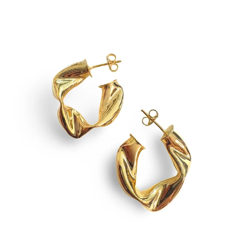 Large hoop earrings for a bold and statement-making fashion accessory-18K Gold Filled Krinkle Hoops