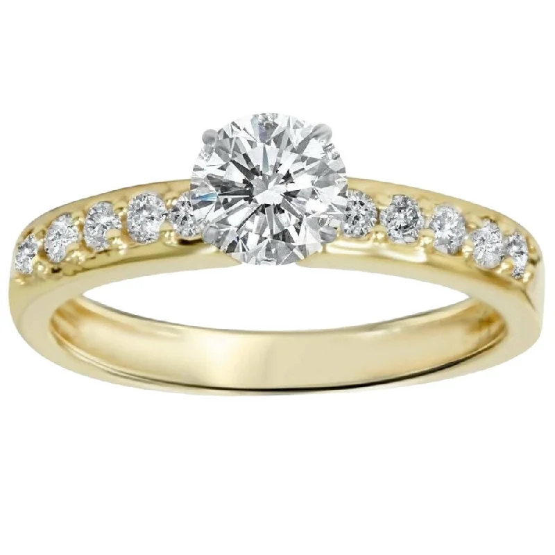 Engagement rings with split-shank topaz designs -1ct Yellow Gold Diamond Engagement Ring 14K