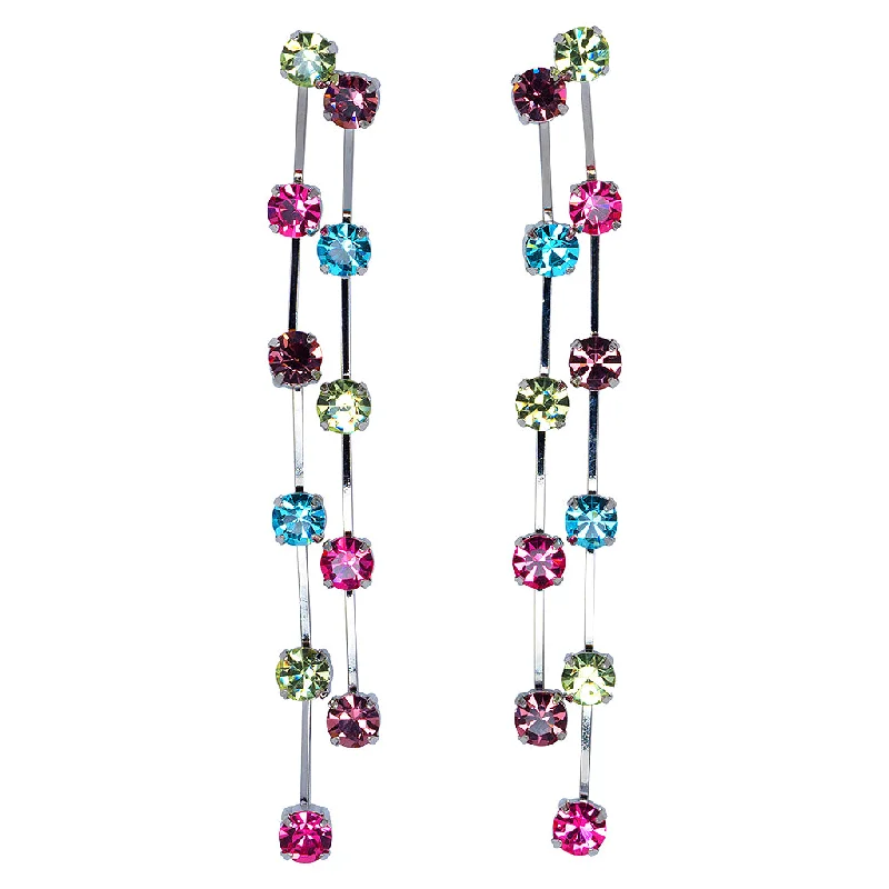 Hoop earrings with abstract shapes for an artistic and creative touch-Multicolored Double Row Earrings