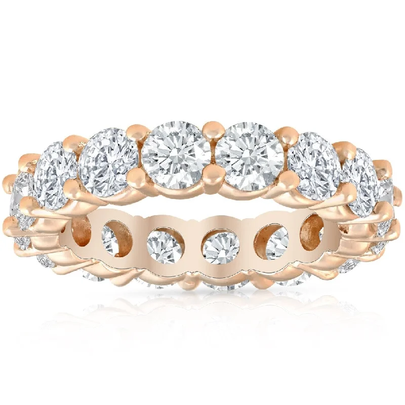 Engagement rings with bold citrine for vibrancy -4Ct Diamond Eternity Wedding Ring Lab Grown Diamond 14k Rose Gold