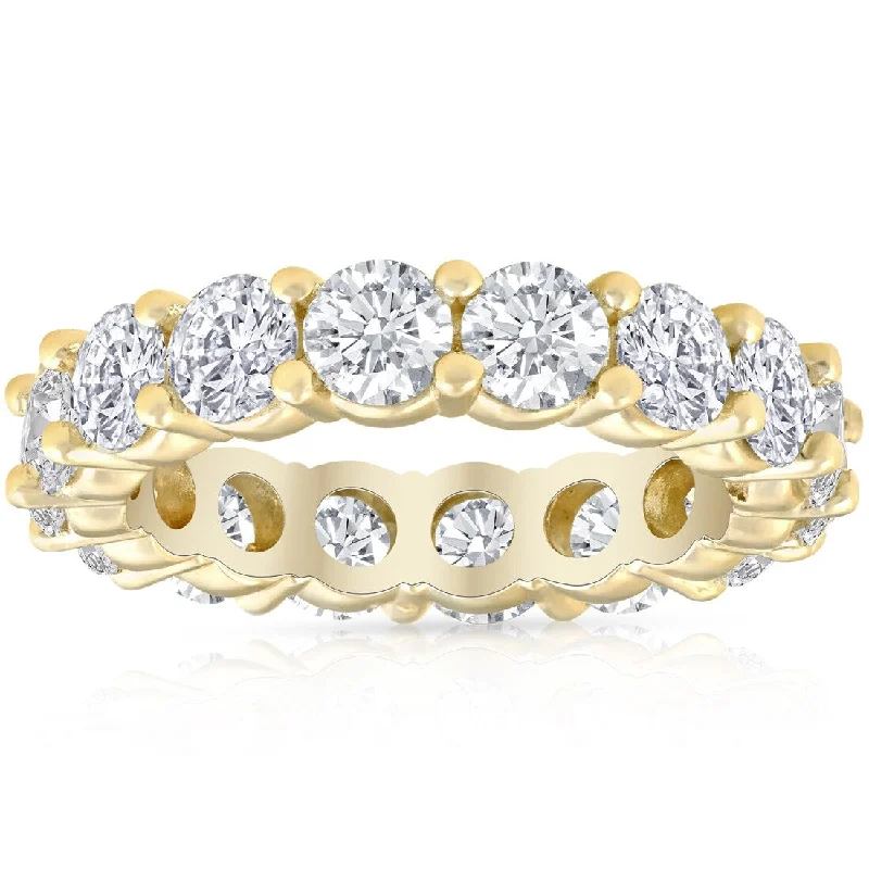 Engagement rings with crisscross onyx band designs -4Ct Diamond Eternity Wedding Ring Lab Grown Diamond 14k Yellow Gold