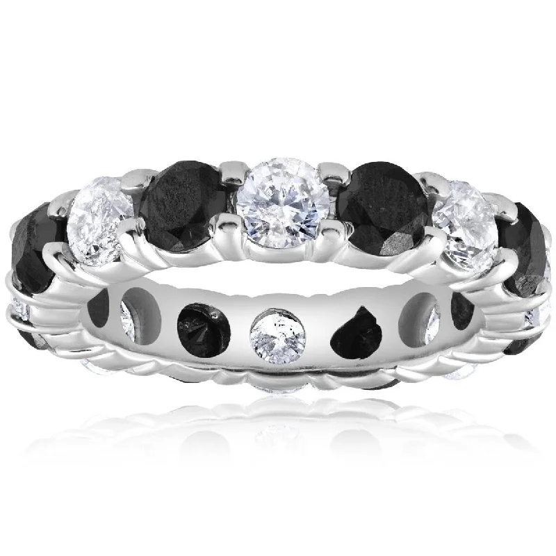 Engagement rings with tension-set peridot stones -5ct Black & White Diamond Eternity Ring 14K White Gold