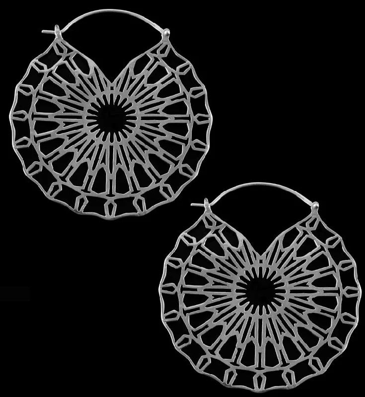 Hoop earrings with artistic filigree designs for an intricate, delicate finish-Aerial White Brass Earrings - Weights