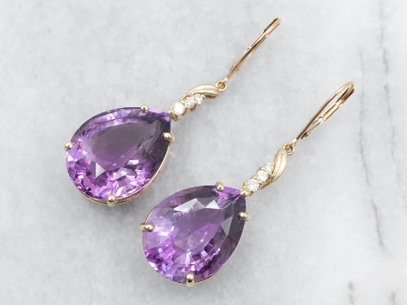 Best hoop earrings with detachable studs for a versatile and adjustable accessory-Amethyst and Diamond Statement Earrings