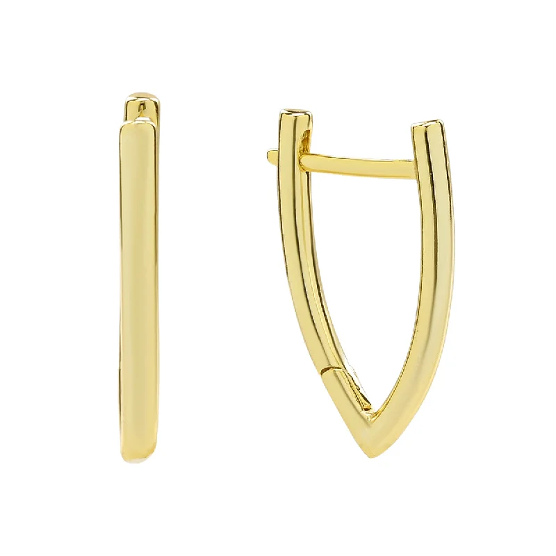 Hoop earrings with polished silver finish for a shiny, modern appeal-Arrowhead Huggies