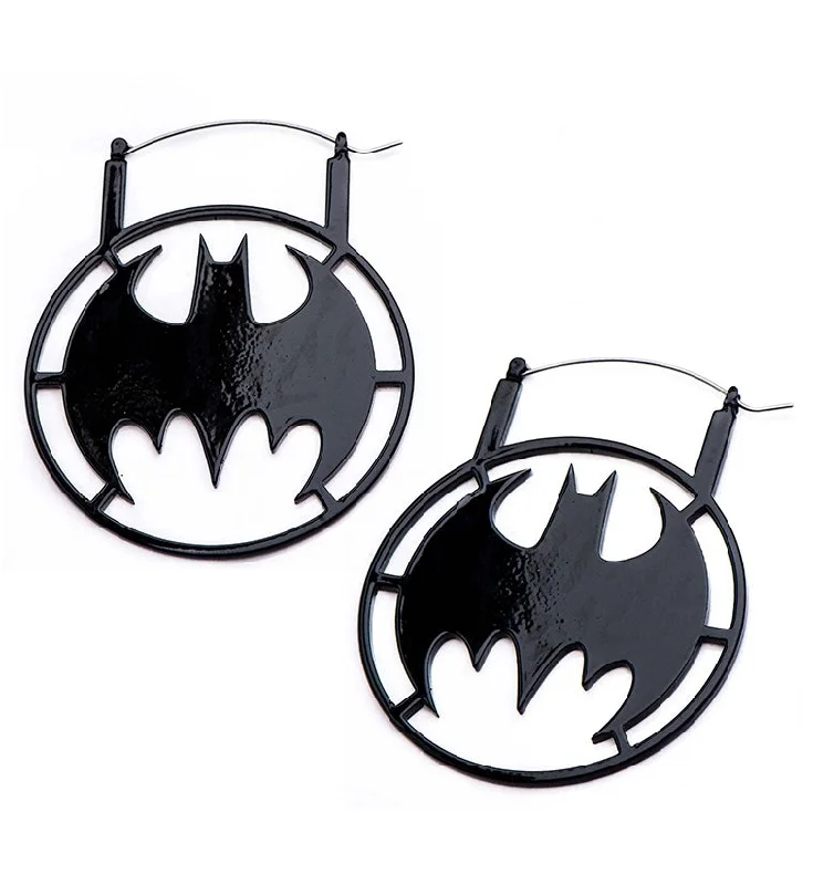 Best hoop earrings with smooth ceramic finishes for a polished, clean style-Batman Plug Hoops