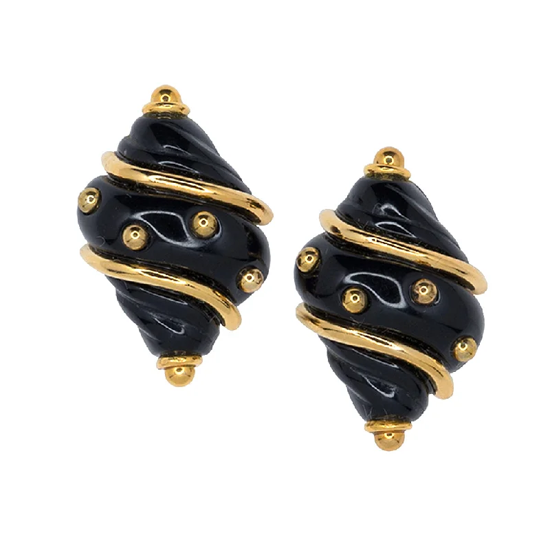 Hoop earrings with infinity loop designs for a continuous and eternal shape-Black and Gold Shell Earrings