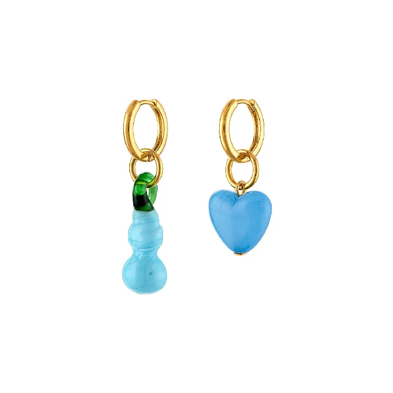 Hoop earrings with gold accents for a warm, elegant statement piece-Blue Mismatched Earrings