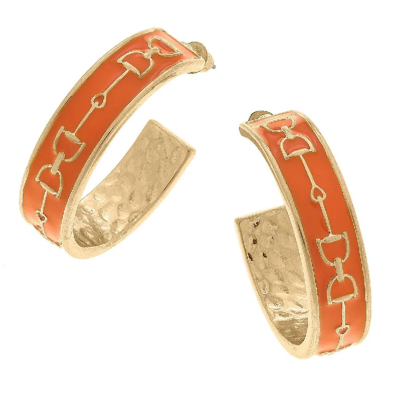 Hoop earrings with oversized designs for a bold, fashion-forward statement-CANVAS Style - Giselle Enamel Horsebit Hoop Earrings