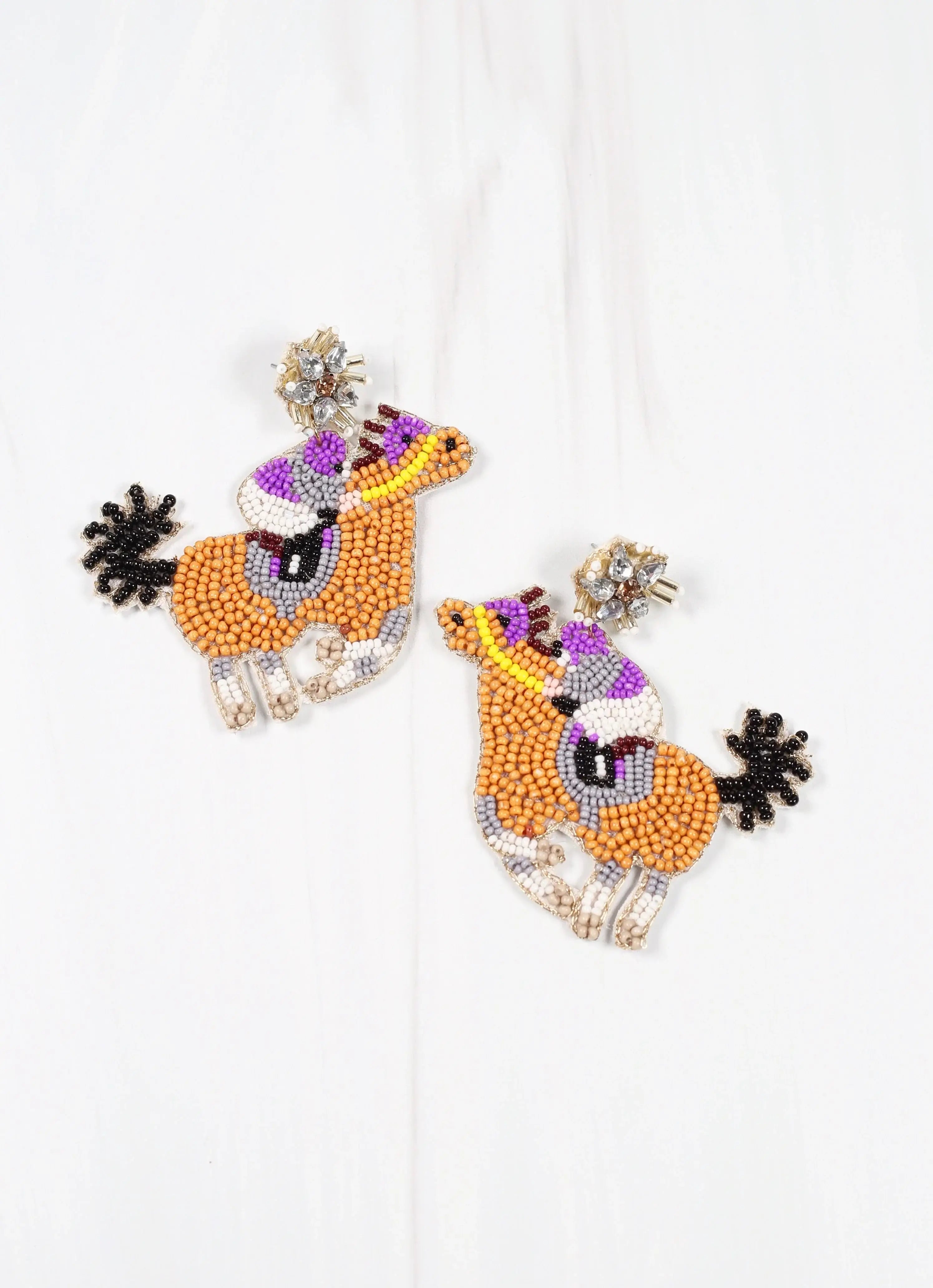 Hoop earrings with textured finishes for a vintage and classic style-Caroline Hill - Kentucky Derby Jockey and Horse Earring PURPLE