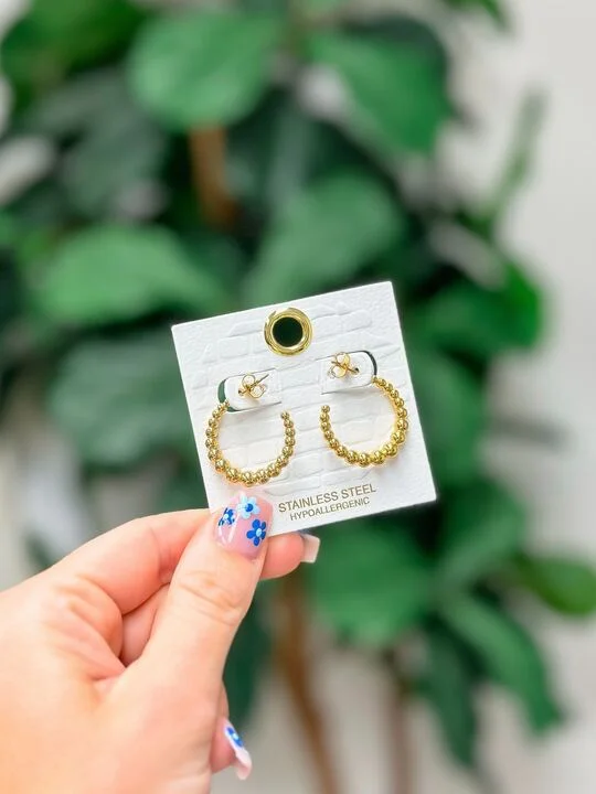 Best hoop earrings with turquoise stones for a bohemian-inspired vibe-Classic Gold Ball Hoop Earrings