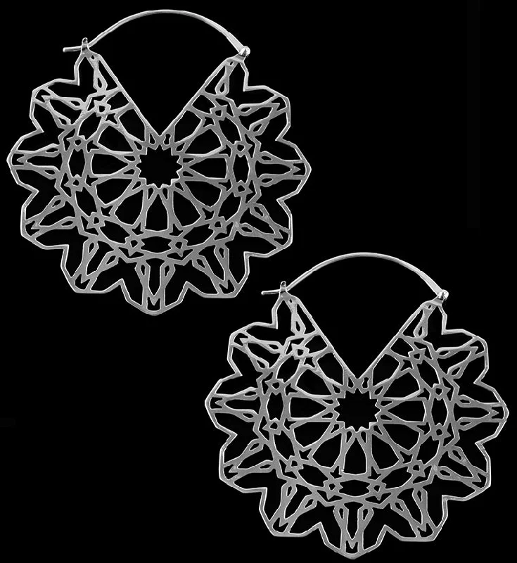 Best hoop earrings with geometric hexagon shapes for a modern, angular look-Concord White Brass Earrings - Weights