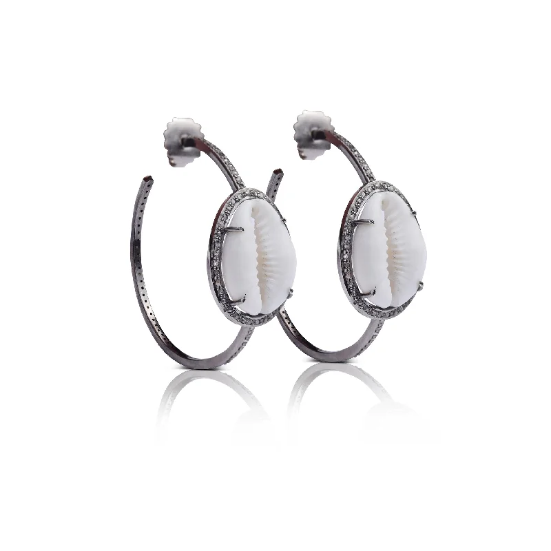 Best hoop earrings with matching bracelets for a coordinated jewelry set-Cowrie Shell Hoops