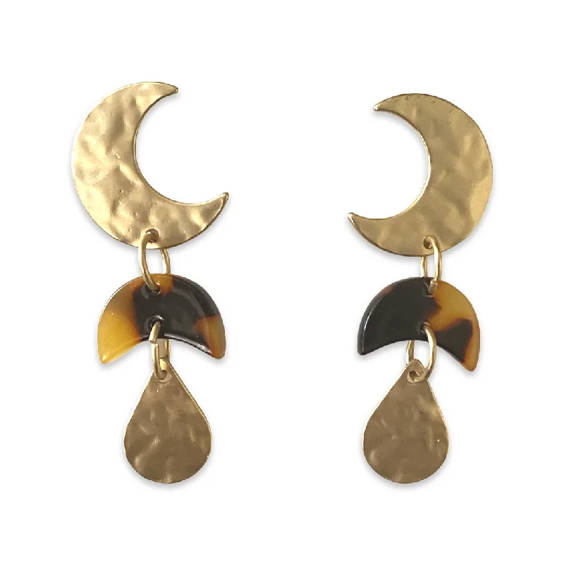 Hoop earrings with abstract shapes for an artistic and creative touch-Crescent Moon Tortoise Earrings