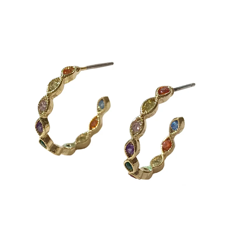 Hoop earrings with oversized designs for a bold, fashion-forward statement-Crysta Multicolor Marquis Hoop Studs