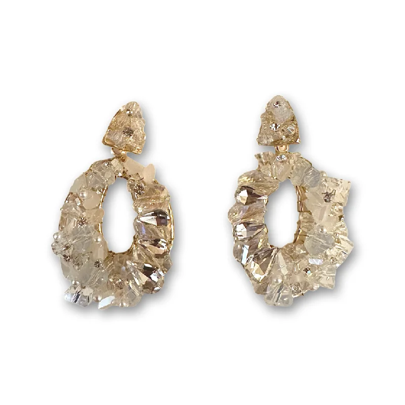 Best hoop earrings with butterfly motifs for a playful and whimsical appearance-Crysta Cluster Crystal Statement Earrings