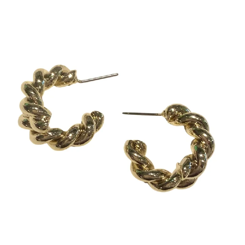 Best hoop earrings with hammered gold for a rustic yet elegant look-Deandra Twist Hoops