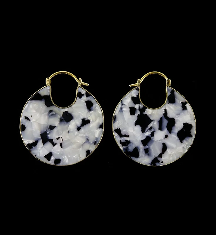 Hoop earrings with floral motifs for a feminine and nature-inspired look-Discoid Black & White Fructose Hangers