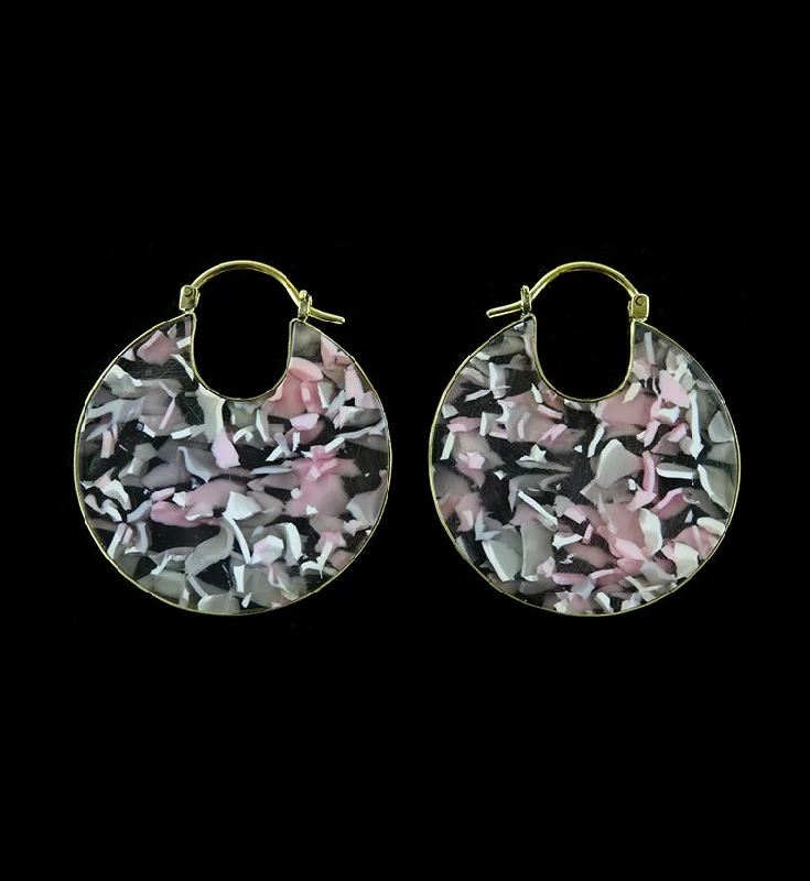 Hoop earrings with abstract wirework for an artistic, unique look-Discoid Pink Freckle Hangers