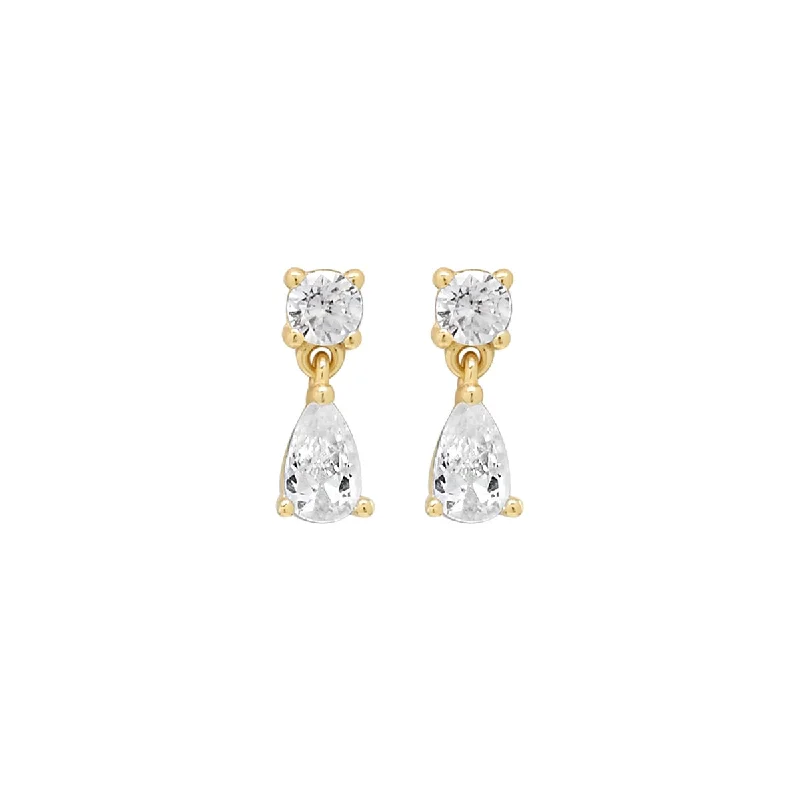 Hoop earrings with polished metal for a shiny and high-quality finish-CZ Dangle Teardrop Studs