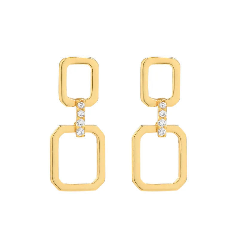 Best hoop earrings with gold-plated finishes for an affordable luxury vibe-Oval Double Link CZ Studs