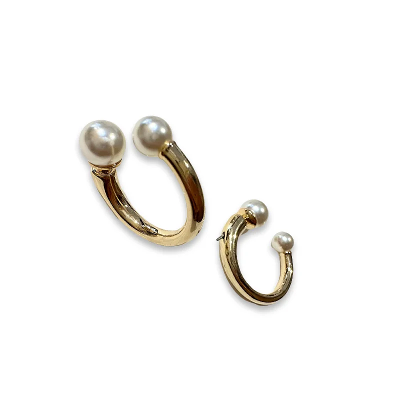 Hoop earrings with twisted metal designs for a dynamic and modern style-Double Pearl Hoop Jacket Earrings